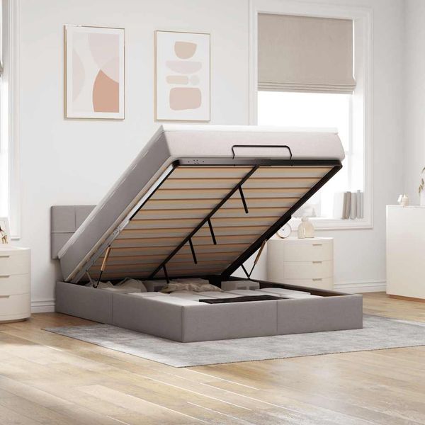 vidaXL Osmanská posteľ s matracom Taupe 140x190 cm Látka