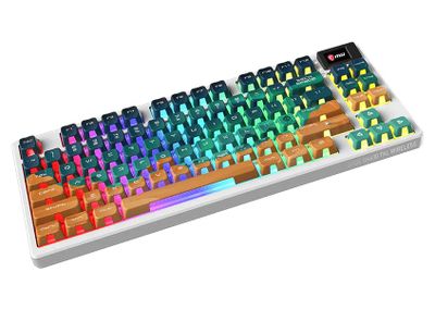 MSI herní klávesnice FORGE GK600 TKL Mars/ bezdrátová 2,4GHz+BT/ mechanická/ RGB/ USB-C/ display/ CZ+SK layout Klávesnice, TKL, mechanická, lineární spínace, hot-swap, PBT keycapy, 2,4 GHz / Bluetooth / USB-C, RGB, 4000 mAh