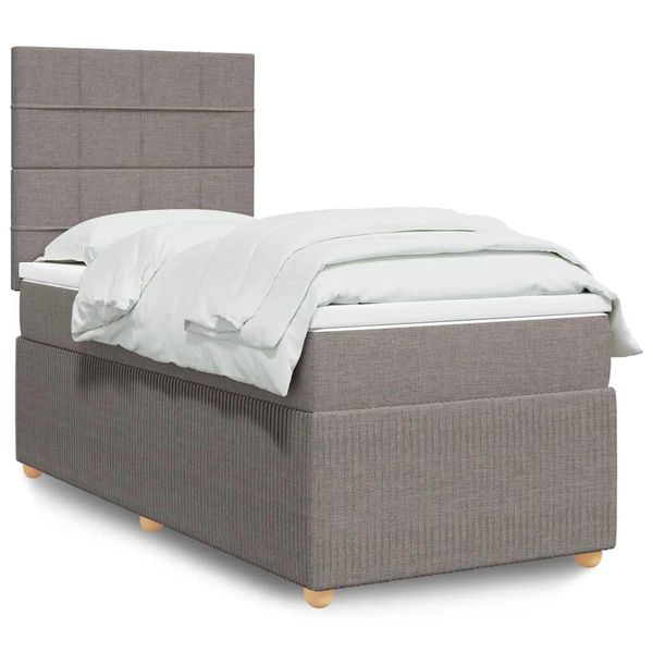 vidaXL Posteľný rám boxsping s matracom sivohnedý 80x200 cm látka