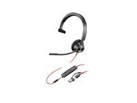 Blackwire 3300 series - náhlavná súprava - náhlavná - káblové - 3.5 mm jack, USB-C - čierna - certifikované UC, certifikované pre Microsoft Teams