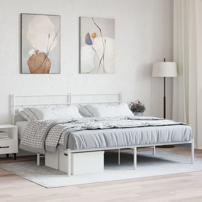 vidaXL Kovový rám postele s čelom biely 180x200 cm