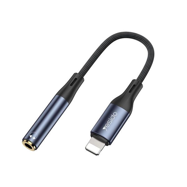 YESIDO AUDIO KÁBEL YAU37 LIGHTNING/3,5mm AUX SAMICA 12CM ČIERNA
