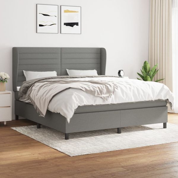 vidaXL Boxspring posteľ s matracom tmavosivá 180x200 cm látka