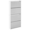 vidaXL Botník so zrkadlom 4-poschodový vysoký lesk biely 63x17x134 cm