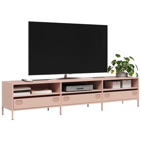 vidaXL TV skrinka ružová 202x39x43,5 cm oceľ valcovaná za studena