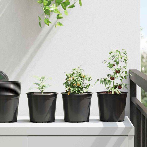 vidaXL Kvetinový kvetináč 200 pcs Čierna Ø 15 x 13 cm Plast