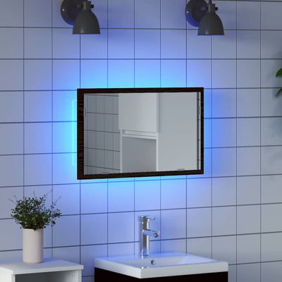vidaXL Kúpeľňové zrkadlo s LED svetlami, čierny dub 60x8,5x37 cm