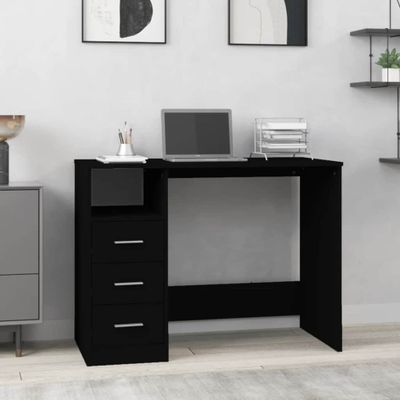vidaXL Stolík so zásuvkami čierny 102x50x76 cm spracované drevo