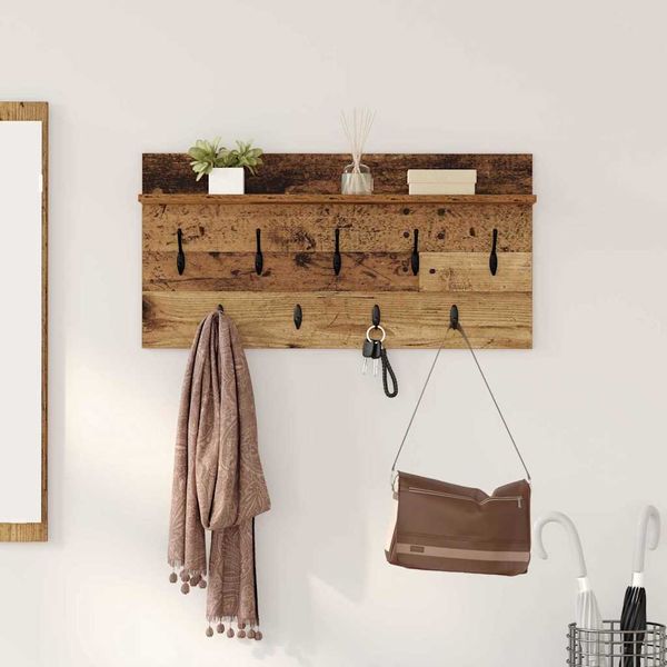 vidaXL Vešiak na stenu Staré drevo 80 x 40 x 12 cm Kompozitné drevo