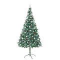 vidaXL Umelý vianočný stromček s 300 LED-i Zelená 210 cm PVC a oceľ