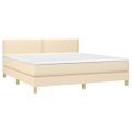 vidaXL Posteľný rám boxspring s matracom krémový 160x200 cm látka