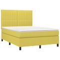 vidaXL Posteľ boxsping s matracom a LED zelená 140x190 cm látka
