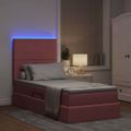 vidaXL LED úložná posteľ s matracom Ružová 90 x 190 cm Zamat
