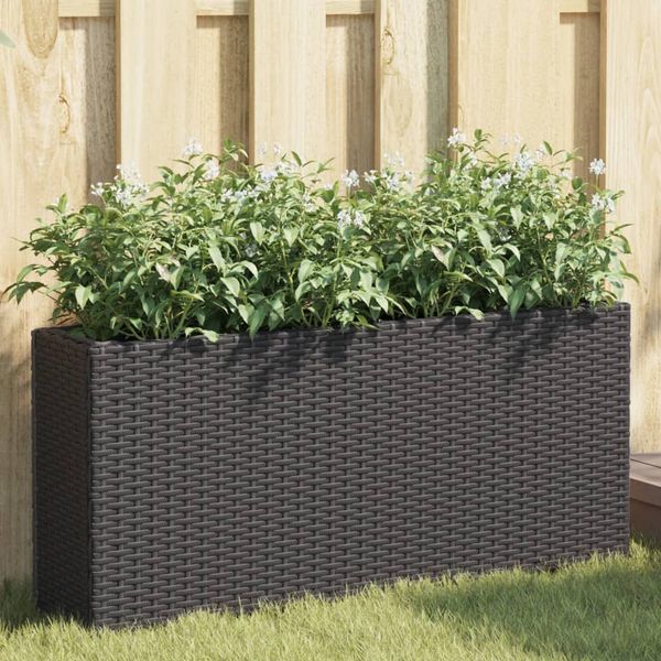 vidaXL Záhradné kvetináče 2 nádoby 2 ks čierne 90x20x40 cm polyratan