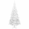 vidaXL Osvetlený umelý vianočný stromček s guľami L 240 cm, biely