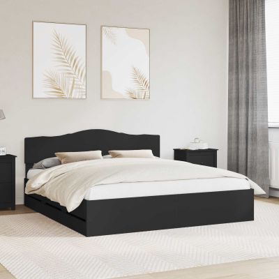 vidaXL Rám postele so zásuvkou Čierna 180 x 200 cm Inžinierske drevo