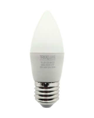 LED žiarovka 6W 535lm E27 C35 studená biela Trixline
