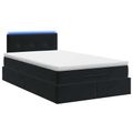 vidaXL Ottoman posteľ s matracom a LED Čierna 120 x 200 cm Zamat