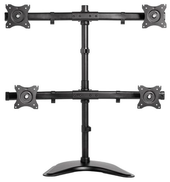Neomounts Select  NM-D335D4BLACK / Flat Screen Desk mount (10-27") desk clamp/stand/grommet / Black Stojan, VESA, stolní, pro 4 ploché monitory, úhloprícka 10"-27", náklon 90°, otácení 30°, rotace 360°, nosnost 32kg, cerný