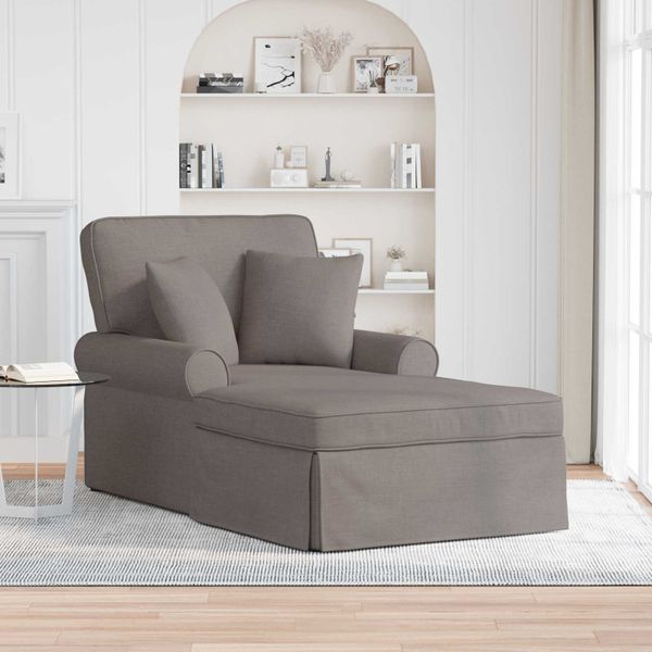 vidaXL Pufa s sukňou s vankúšom s vankúšom 3 pcs Sivohnedá látka