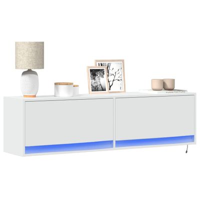 vidaXL TV nástenná skrinka s LED svetlami biela 140x31x38 cm