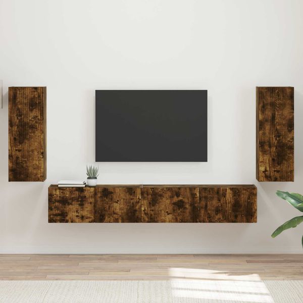 vidaXL Zostava TV skriniek 4 pcs Dymová dub Kompozitné drevo