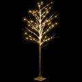 vidaXL LED strom s dizajnom bielej brezy 128 teplých bielych LED 220cm