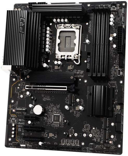 ASRock Z890 Pro-A / Intel Z890 / LGA1851 / 4x DDR5 / 4x M.2 / HDMI / DP / Thunderbolt 4 / USB-C / ATX Základní deska, Intel Z890, LGA1851, 4× DDR5 DIMM (max. 256GB), 4× M.2, HDMI, DisplayPort, 1× Thunderbolt 4, ATX