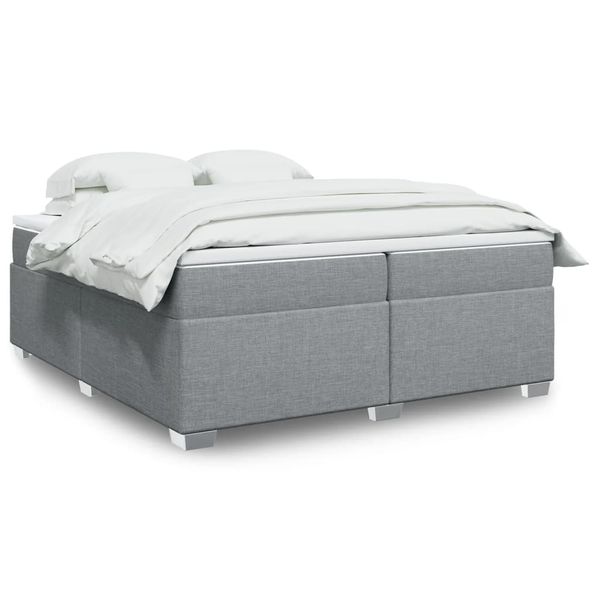 vidaXL Posteľný rám boxsping s matracom bledosivý 200x200 cm látka