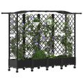 vidaXL Vyvýšený záhon s mriežkou a strechou Čierna 203,5 x 40 x 129 cm