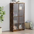 vidaXL Vysoká skrinka s dvierkami dymový dub 68x37x142cm kompoz. drevo