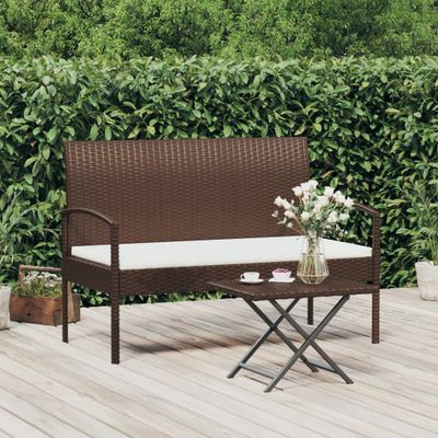 vidaXL Záhradná lavička s vankúšmi hnedá 105 cm polyratan