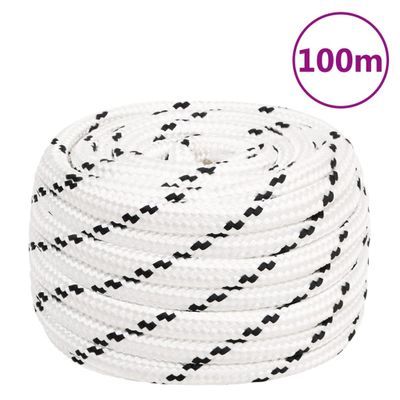 vidaXL Pracovné lano biele 16 mm 100 m polyester