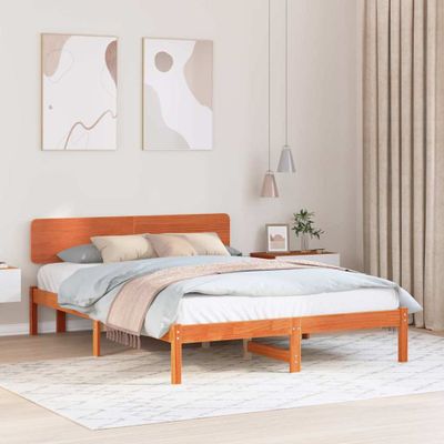 vidaXL Rám postele Včelí hnedý 140 x 200 cm Masívne borovicové drevo