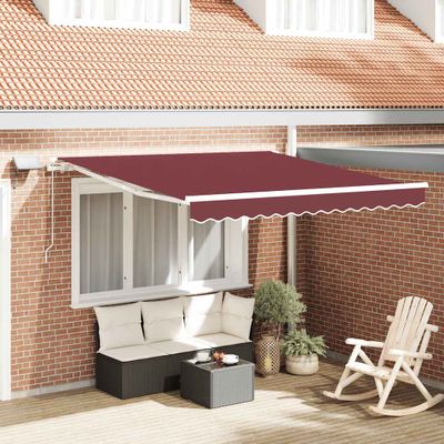 vidaXL Ručne zaťahovacia markíza s LED vínová 300x250 cm