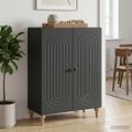 vidaXL Servírovacia skriňa Čierna 66 x 34,5 x 90 cm Kompozitné drevo