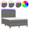 vidaXL Boxspring posteľ s matracom a LED sivá 140x200 cm umelá koža