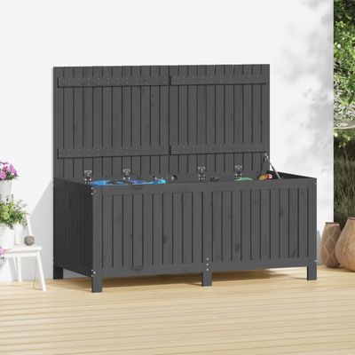 vidaXL Záhradný úložný box sivý 147x68x64 cm masívna borovica