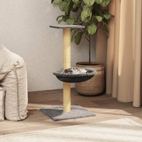 vidaXL Škrabadlo pre mačky so sisalovým, stĺpikom, svetlosivé 74 cm