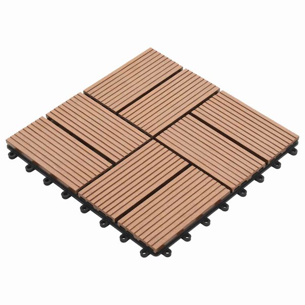 vidaXL Dlažba na terasu 11 pcs Hnedá 30 x 30 cm drevoplast