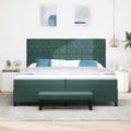 vidaXL Posteľ s pružinovým rámom Tmavozelená 200 x 200 cm Zamat