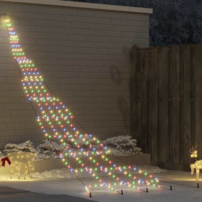 vidaXL LED Vianočný stromček so zemnými kolíkmi Viacfarebný 511 cm Kov