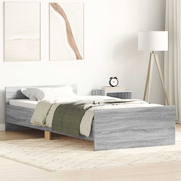 vidaXL Posteľný rám sivý dub sonoma 90x200 cm borovicový masív