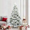 vidaXL Umelý vianočný stromček s 300 LED-i Biela 210 cm PE a PVC