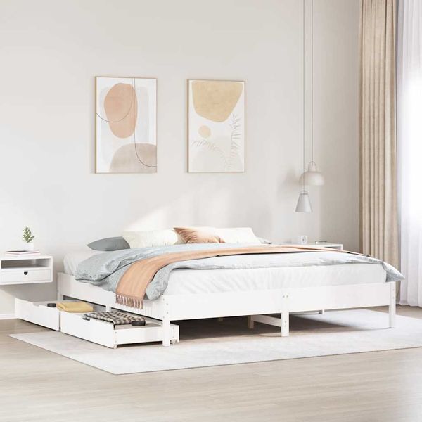 vidaXL Posteľ bez matraca biela 200x200 cm masívna borovica