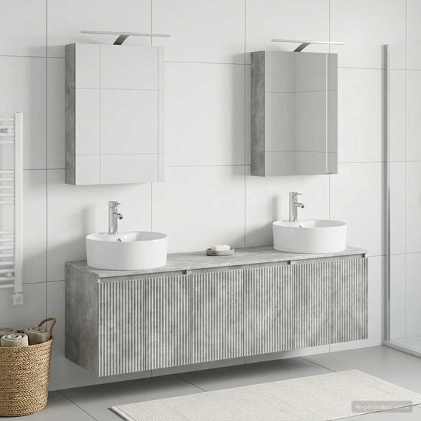 vidaXL Set kabinetov do kúpeľne 5 pcs Betónovo sivá Kompozitné drevo