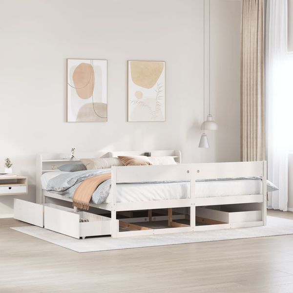 vidaXL Posteľ bez matraca biela 200x200 cm masívna borovica