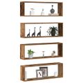 vidaXL Stenné police 4 ks Staré drevo 80 x 15 x 26 cm Kompozitné drevo