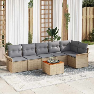 vidaXL Súprava záhradných pohoviek 7 pcs Beige a svetlo šedá polyratan