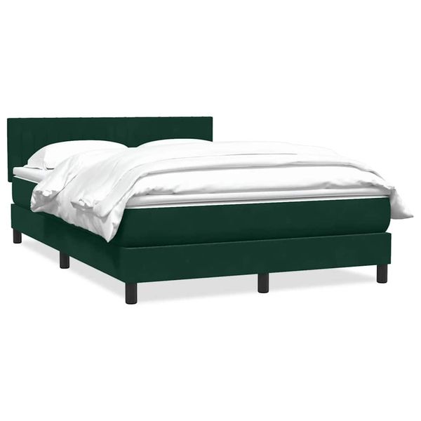 vidaXL Posteľný rám boxsping s matracom tmavozelený 160x210 cm zamat
